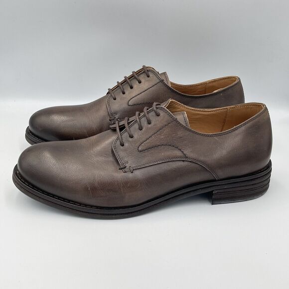 Vince Camuto Men SIZE 11.5 M Brown Buffalo Leather Oxford Dress Shoe VC Cadio - Picture 1 of 10